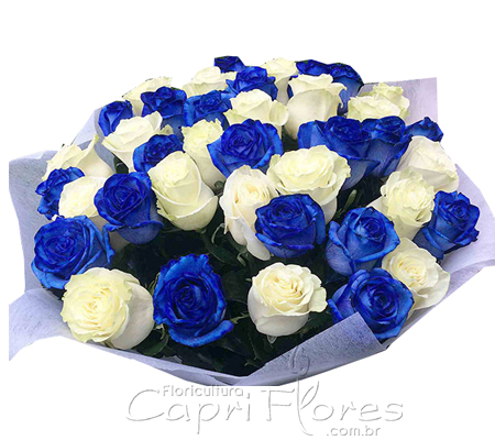 ♥ Buquê de Rosas Duo Blue and White